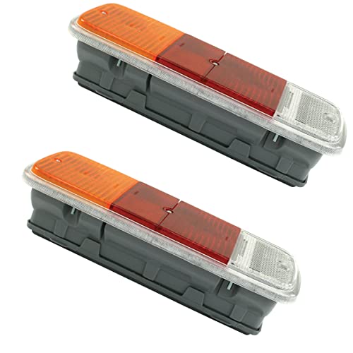 Pirate Mfg Taillight Assemblies, A/R/W Lens, Pair - Compatible with VW Type-2 Bus 1972-1979