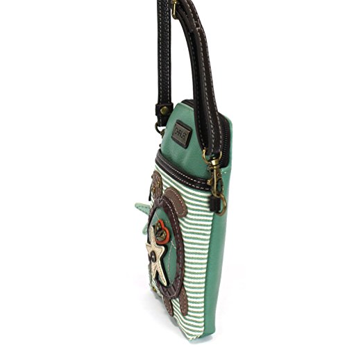 Image of CHALA Ocean Collection Cell Phone Crossbody Purse-Women PU Leather /Canvas Multicolor Handbag with Adjustable Strap