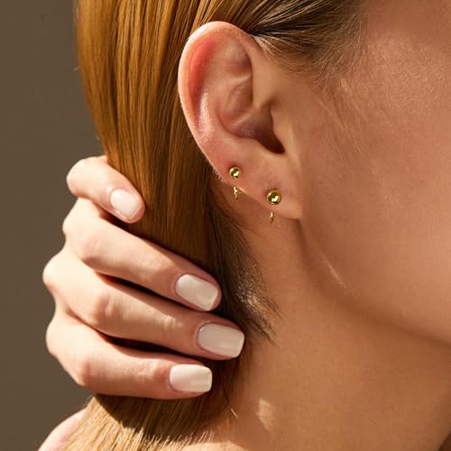 Image of CHIC & ARTSY 925 Sterling Silver Half Hoop Earrings for Women, Small Huggie Hoops Set with Ball Bar Star Moon Cross & Pearl, Lightweight Comfort Fit Everyday & Sleep Earrings