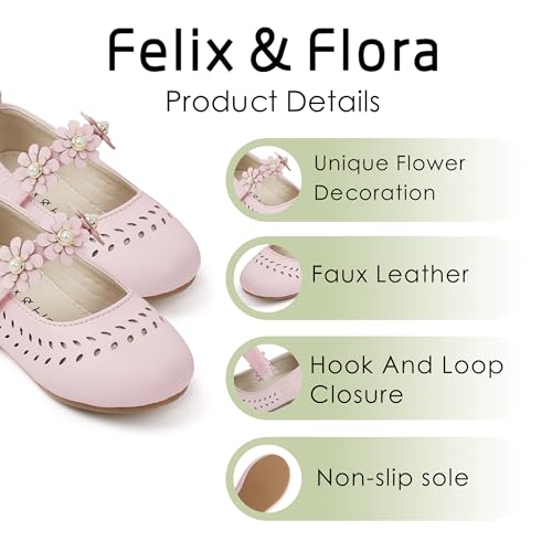 Image of Felix & Flora Girls Toddler Little Ballet Shoes - Flower Girls Mary Jane Flats Dress Shoes Party Wedding