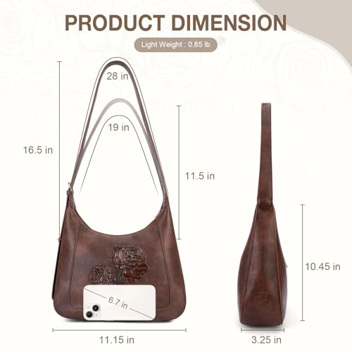 Image of Shoulder Bag for Women, Small Embossed Vegan Leather Hobo Purse | Elegant Crescent Shape Shoulder Purse with Top Handle, Adjustable Strap, Underarm Style for Daily Use, Travel & Gift Choice