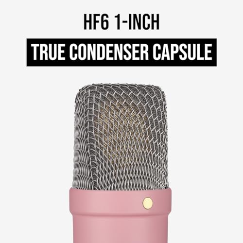 Image of RODE NT1 Signature Series Large-Diaphragm Condenser Microphone with Shock Mount, Pop Filter and XLR Cable for Music Production, Vocal Recording, Streaming and Podcasting (Pink) | HF6 1-Inch Capsule, Cardioid Condenser, Includes SM6 Shockmount, Pop Filter and Xlr Cable, 4 Dba Noise, 142 Db Spl, Pink