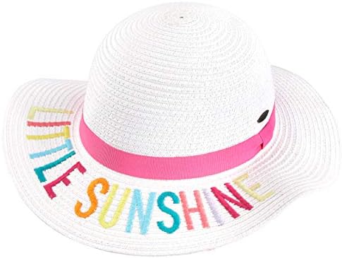 C.C Straw Embroidered Lettering Floppy 