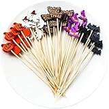 ハロウィンカクテルスティック 木製フルーツピック ハロウィンパーティーデザート前菜つまようじ ハロウィンデコレーション 100個