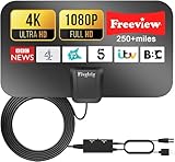 QZUAUKU Antena de TV mejorada – Antena de TV digital interior para Freeview TV – Antena de TV interior de más de 250 millas de largo alcance