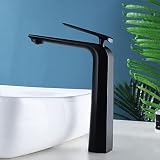 TOCALOCA Tall Vessel Sink Faucet Matte Black Bathroom Faucet...