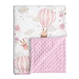 CIVARUA KIDS Minky Baby Blanket Pink Cute Bunny Blanket, Soft Cozy Nursery Blanket for Girls Boys, Fluffy Toddler Infants Warm Nursery Bed Blankets for Crib Stroller or Carseat, 30x40 Inches, Pink