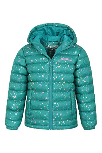 Mountain Warehouse Mountain Warehouse Seasons Steppjacke für Kinder - Ultraleichte, warme, wasserdichte Steppjacke. Jungen & Mädchen Winterjacke mit Kapuze & Reißverschluss Aquamarin Kinder 98 EU (2-3 Jahre) - Designansicht 6 | TV | Video | Foto