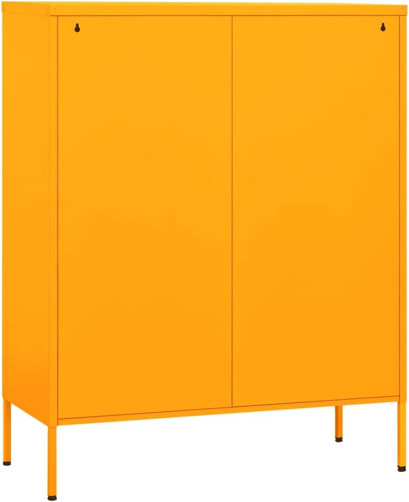Standing Storage Cabinet,Locker with Shelves and Doors,Locker Cabine for Garage Office Tool Utility Room,Storage Cabinet Orange 31.5"x13.8"x40" Steel (Yellow)