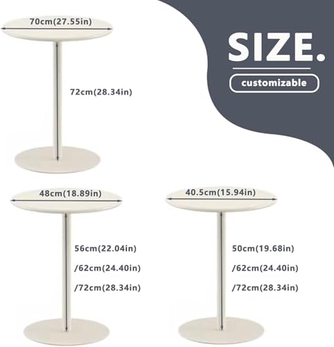 Mesa de bar redonda blanca minimalista con base de madera 4