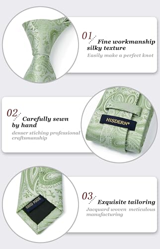 Image of HISDERN Ties for Men Paisley Floral Mens Ties and Pocket Square Cufflinks Set Classic Business Necktie Handkerchief
