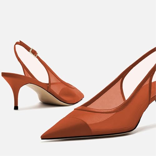 Image of Mesh Kitten Heels for Women Slingback Design with Pointed Toe Breathable and Stylish Elegant Low Heel for Comfort