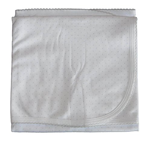 Kissy Kissy Baby Dots Blanket-White with Silver Dots-One Size