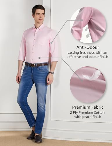 Image of Symbol Premium Men's Cotton Smart Casual Shirt (Regular Fit | Solid Oxford | All Day Fresh)