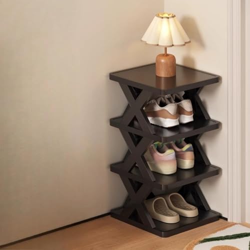Étagère à chaussures verticale à 3 niveaux en plastique fin pour rangement intérieur