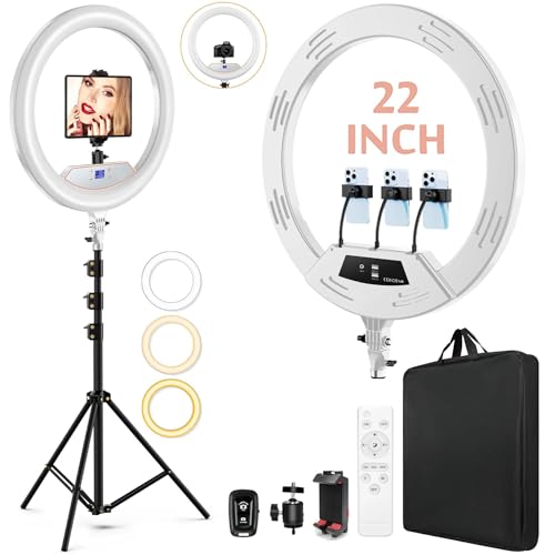 MACTREM White 22" Ring Light with 75" Tripod