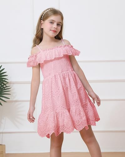 Weebaby Tween Girls Dresses Summer Outfits Smocked Dress Casual Sundress Lace Teen Girl Clothes 7-14 Years2
