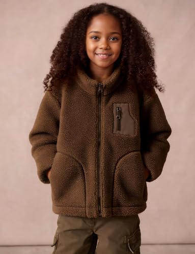SEAUR Fleece Jackets Kid Boys Girls Zip Up Sweatshirt Coats with Pockets Long Sleeve Outerwear Pullover3
