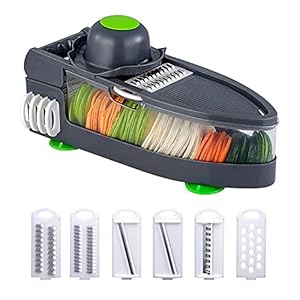 Mandoline Groentesnijder, Aardappelsnijmachine Handmatige Raspen Met Handbescherming En Dunschiller, 6 Messen