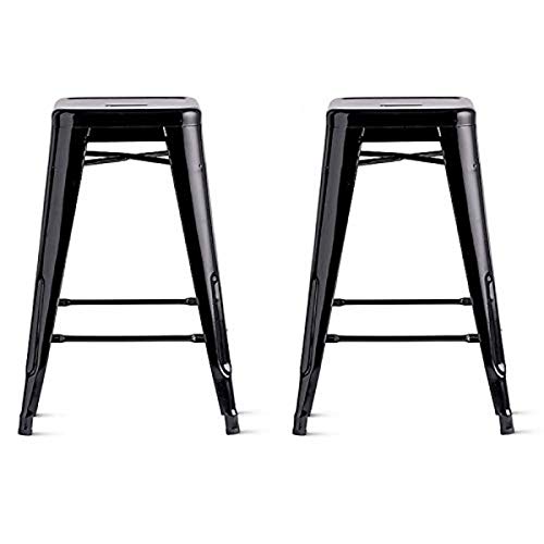 Heavenly Collection Tolix Industrial Stool in 26 H Black, Square Metal Base, Industrial Furniture, Single Counter Stool by Heavenly Collection - Used condition - CA$57.20