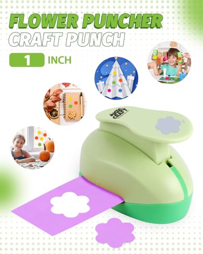 UCEC Stanzer Blume 1 Zoll (2,54 cm), Motivstanzer Blume M - Robuster Bastelstanzer für Kinder & Erwachsene, Lochstanzer Papier, Perfekt für Basteln, Scrapbooking, Karten