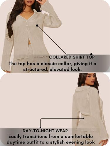 Image of GRECIILOOKS Co ord Set Women Stylish | Dress for Woman | Women's Summer Cord Set | Trendy Poly Cotton Pajama Set | Full Sleeve Beach & Resort Outfits