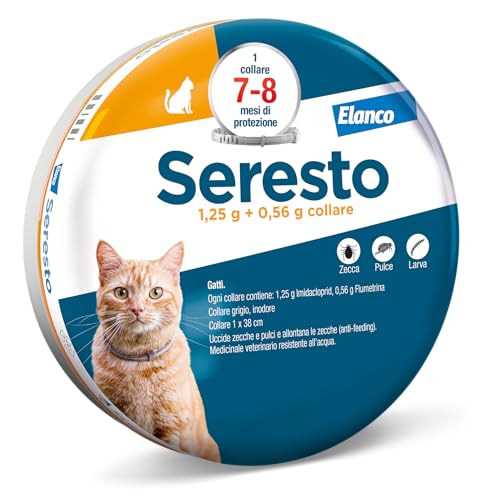 Seresto collare antiparassitario per gatti. Elimina pulci e zecche, fino a 8 mesi di protezione, Il pacchetto può variare