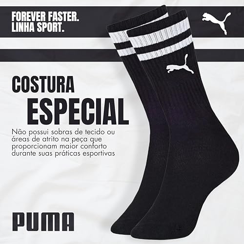 PUMA Kit 4 Pares Meia Esportiva Cano Alto Hipoalergênico Toque Leve Confortável, 1 Marfim - 1 - Rosa