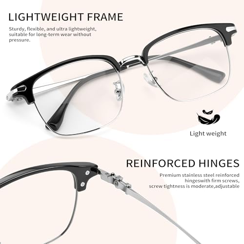 Image of SooGree Blue Light Blocking Glasses Men Women Anti Blu-Ray Clear Gaming Glasses Half Frame UV 400 Anti Eyestrain Computer