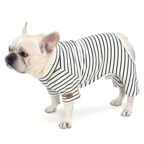 【当社オリジナル】犬服 秋 冬 ロンパース フレブル 暖かい オールインワン ボーダー柄 かわいい おしゃれ ルームウェア 抜け毛防止 抜け毛対策 パジャマ ペット服 つなぎ パピー服 パピー 子犬 仔犬 フレンチブルドッグ パグ ボストンテリア KM90