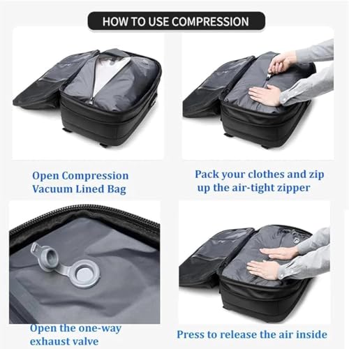 GDSAFS Vacuum Backpack, One Vacuum Seal Travel Backpack, Vacuum Compression Bags with 60L Expandable Large Capacity (Gray,With Air Pump) 6