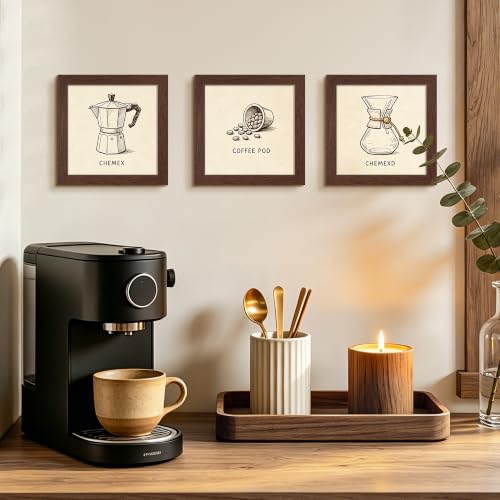 Image of upsimples 6x6 Picture Frame, Display Pictures 4x4 with Mat or 6 x 6 Without, Wall Hanging Square Frames, Brown, 1 Pack