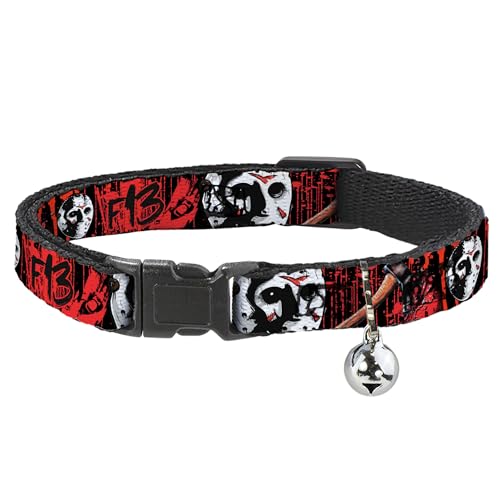Collar de gato antipánico Viernes 13 ajustable con campana y hacha 2