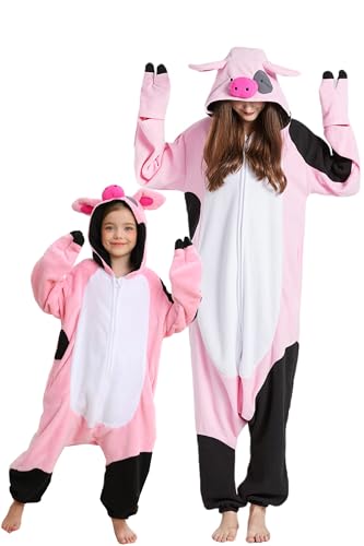 DarkCom Pyjama Cosplay Animal,Cochon Pie Onesie pour Parents et Enfants,Combinaison Doux et...
