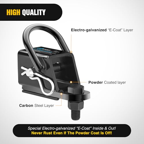 Image of Nilight 2 Inch Rear Trailer Hitch Receiver Kit for ATV UTV Rear Bumper Tow Hook Black Hitch Cover Kit