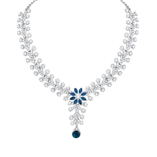 Image of Atasi International Diamond Necklace Jewellery Set for Women with Earrings and Maang Tikka for Wedding, Party, Engagements & Festivals