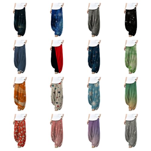 Fall Constellation Star Print Harem Pants Women Casual Elastic Waist Loose Comfy Yoga Wide Leg Pants with Pocket4