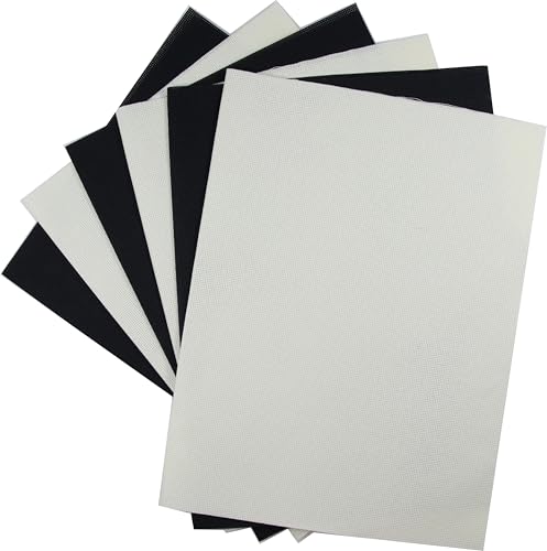 Image of KCS 4 /6 pc of 12 inch x 18 inch(30cmx45cm) 18CT Counted Cotton Aida Cloth Cross Stitch Fabric (6 pc, Antique White+Black)