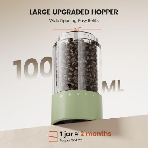 Image of Electric Salt and Pepper Grinder Set - Rechargeable Automatic Salt and Pepper Shakers, Kitchen Appliances with External Adjustable Coarseness, Larger Hopper for Cooking, Home Gifts(2 Pack,Sage Green)