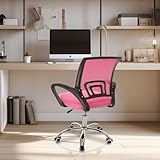 Shoze Büro Drehstuhl mit Glatten Rollen Stoff Bürostuhl Höhenverstellbarer Gepolsterter Sitz Ergonomische Passform Lifting Rosa Spielstuhl