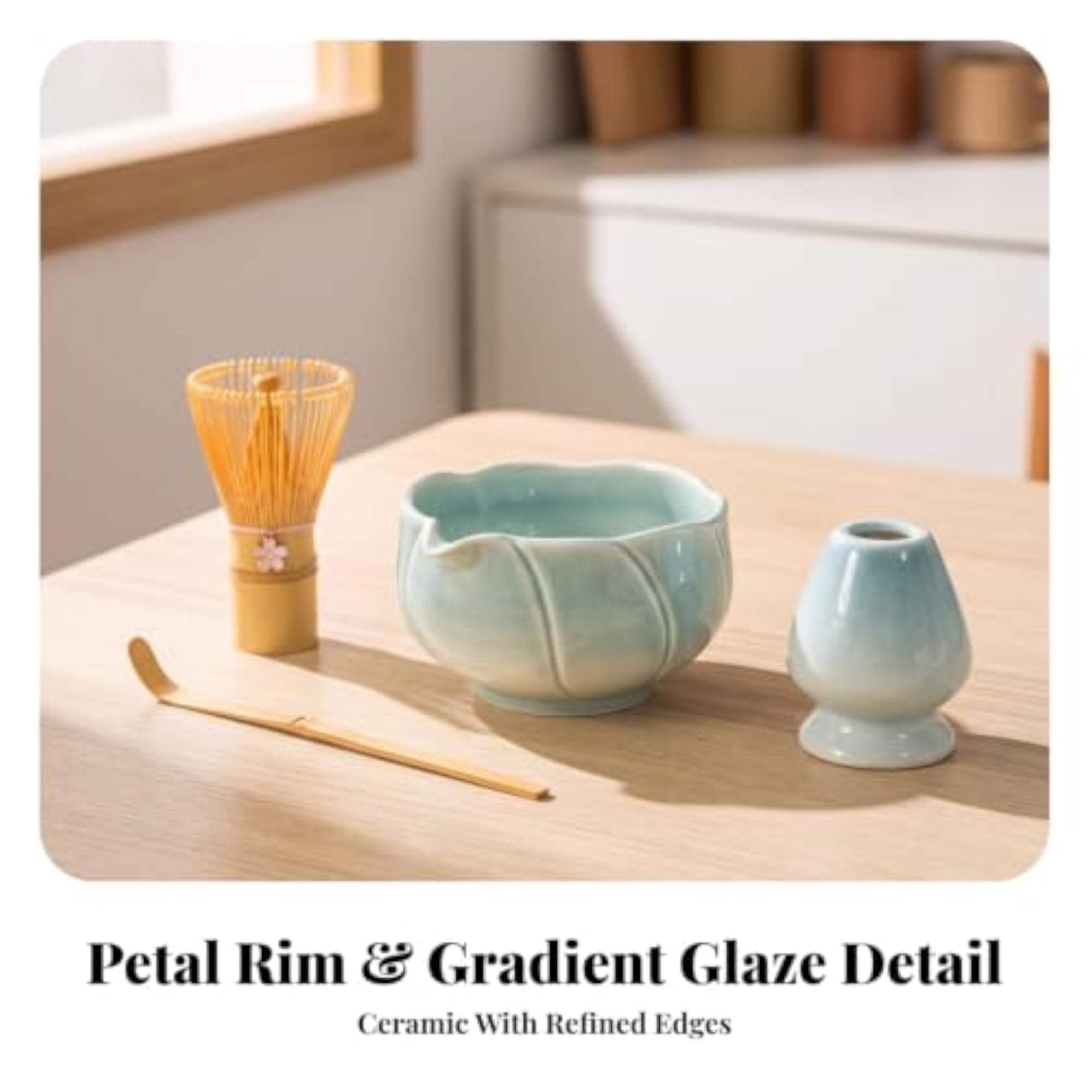 4 Pieces Japanese Matcha Tea Set, Ceramic for Home Kitchen