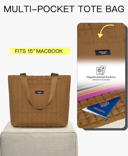 Image of SATINSAINT Large Tote Travel Bag for Women, Lightweight Quilted Carry-All Shoppers Tote for Travel, Work, Gym and Casual Use