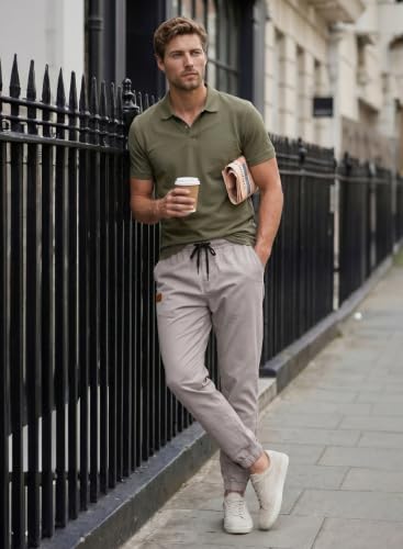 Image of JMIERR Mens Cotton Stretch Joggers Casual Twill Athletic Track Pants