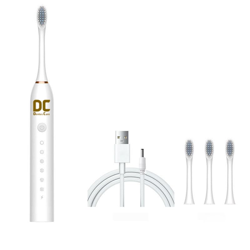 Image of Sonic Electric Toothbrush for Adults | 6 Gear Modes | 42000 Strokes per minute | 4 Brush Heads | Dupont Soft Bristles | Rechargeable Lasting up to 30 Days | color- Milky White