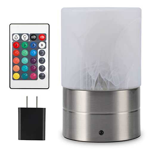 Linnmon Led Table Lamp, Mini Size, 10-Way Dimmable Bedside Lamps With Remote Control, 4 Different Lighting Modes&16 Color Display For Bedroom, College Dorm And Kitchen (Small+Rgb, White Alabaster) #TOP1