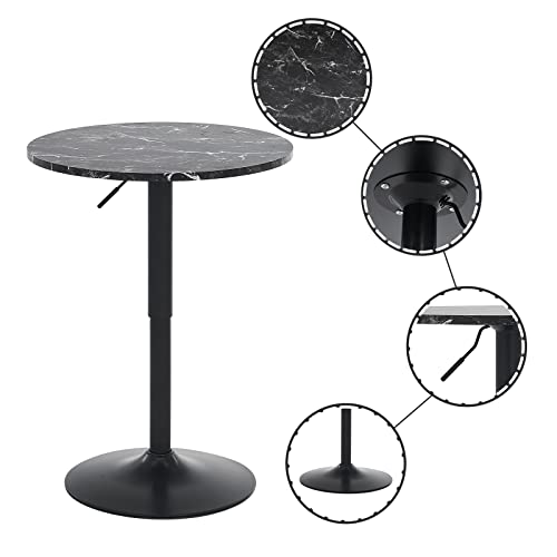 Maslier Pub Bar Table Round Bistro High Table Adjustable Height Top Table Cocktail Bistro High Table With Black Top And Base Kitchen Bar Table(1, Black) #TOP4