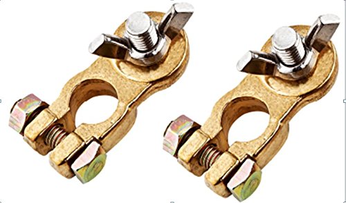 Universal Car Battery Terminal Clamp Clips Wing Nuts Copper Brass Easily Wiring Positive Negative Post For Car Van Boat Pack of 2