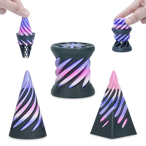 3PCS 3D Printed Spiral Cone Fidget Toys,Impossible Passthrough Pyramids
