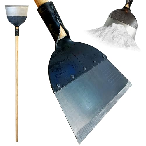 CottageWright Heavy Duty Snow Shovel with 120cm Wooden Handle, Durable Metal Blade, Flat Lip Design for Efficient Snow, Ice Removal and Weeding