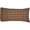 VHC Brands Crosswoods Plaid Cotton Primitive Bedding King Pillow Case Set of 2 Natural Tan